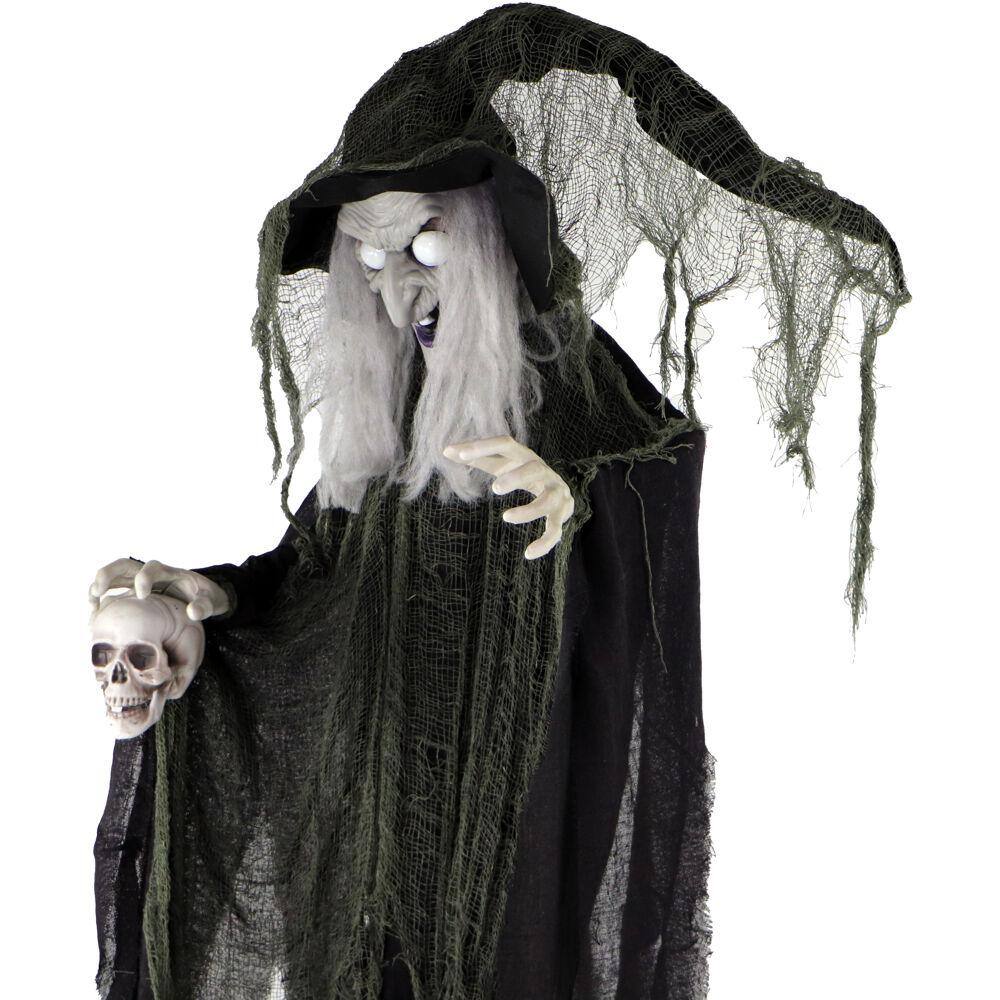 Haunted Hill Farm 6 ft. Animatronic Talking Witch Halloween Prop, Indoor and Outdoor Halloween Decoration, Battery-Operated