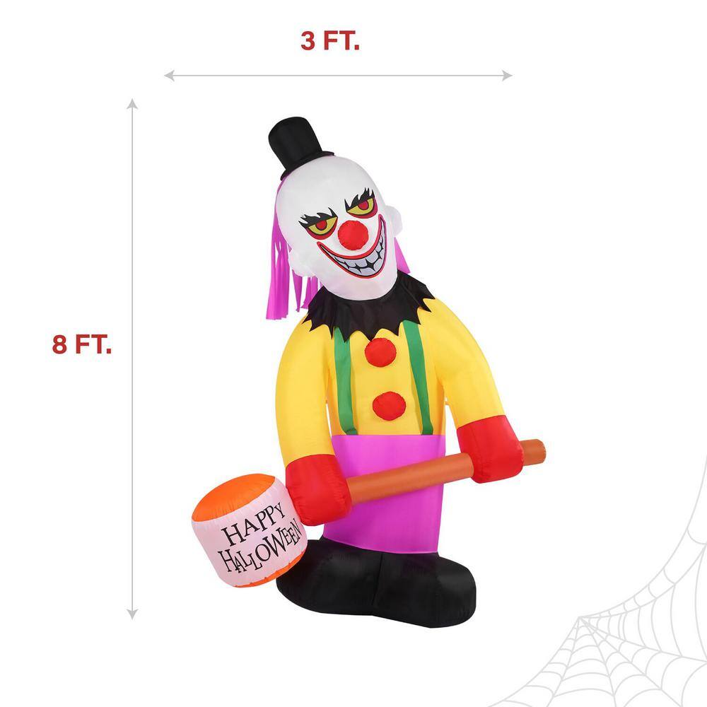 Haunted Hill Farm 8 ft. Tall Pre-Lit Inflatable Clown with Lights