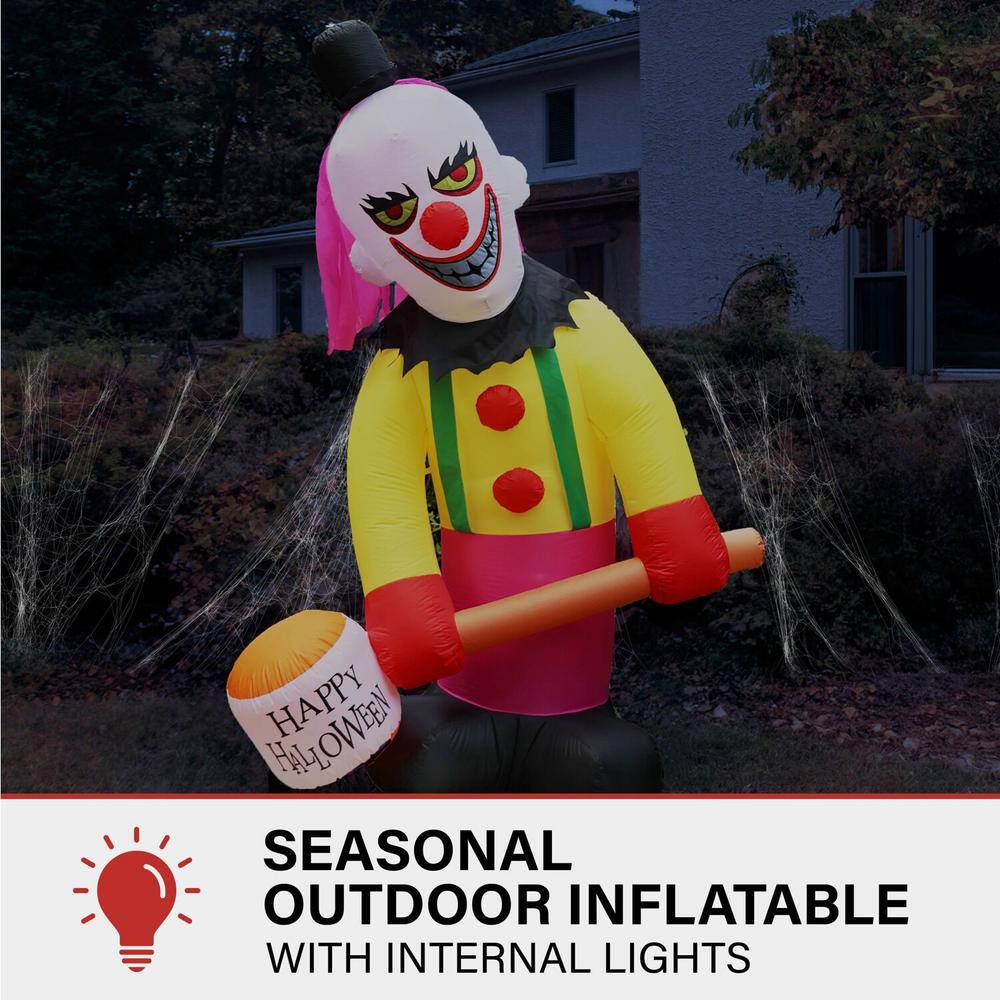 Haunted Hill Farm 8 ft. Tall Pre-Lit Inflatable Clown with Lights