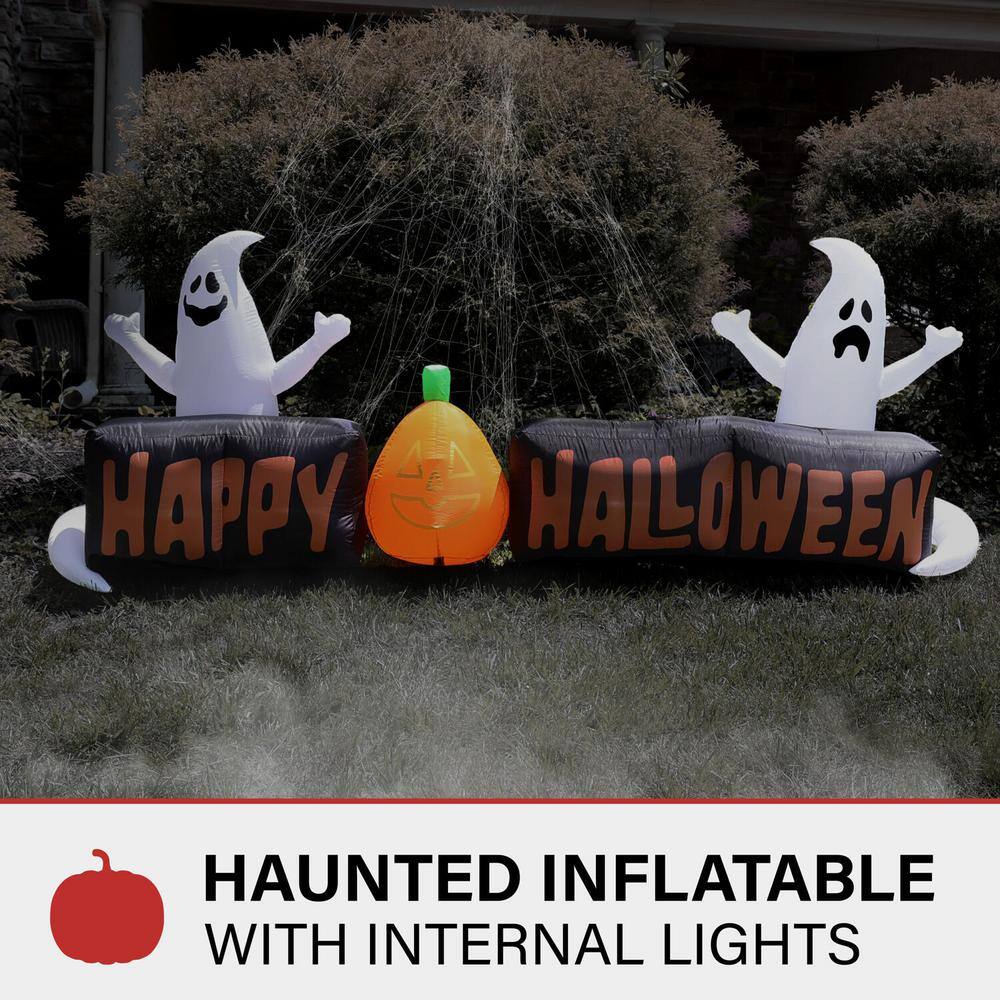 Haunted Hill Farm 8 ft. Wide Pre-Lit Inflatable Happy Halloween Sign