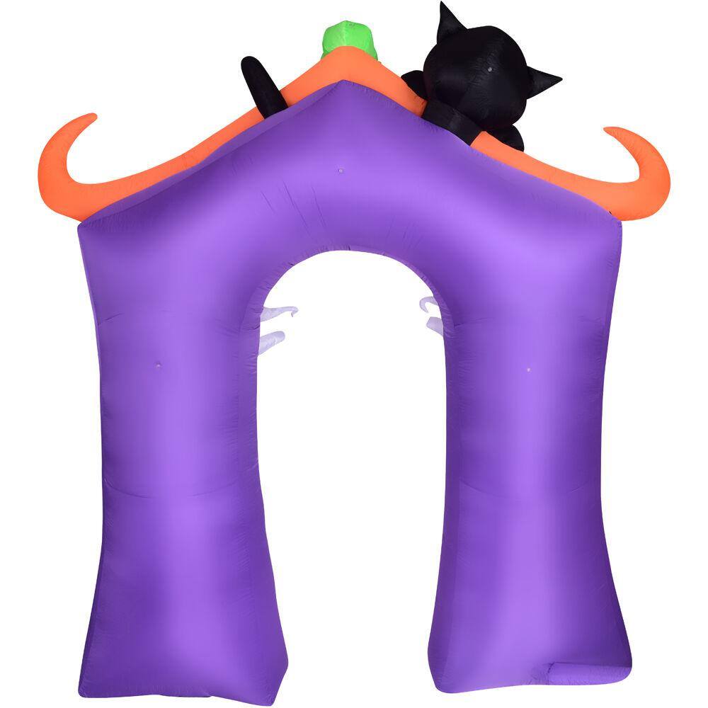 Haunted Hill Farm  9 ft. Inflatable Pre-Lit Trick or Treat Walkway Arch with Black Cat, Jack-O-Lantern and Ghost