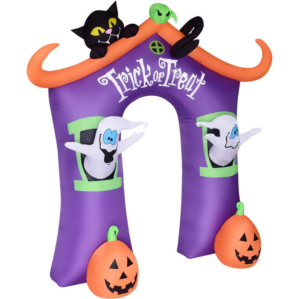 Haunted Hill Farm  9 ft. Inflatable Pre-Lit Trick or Treat Walkway Arch with Black Cat, Jack-O-Lantern and Ghost