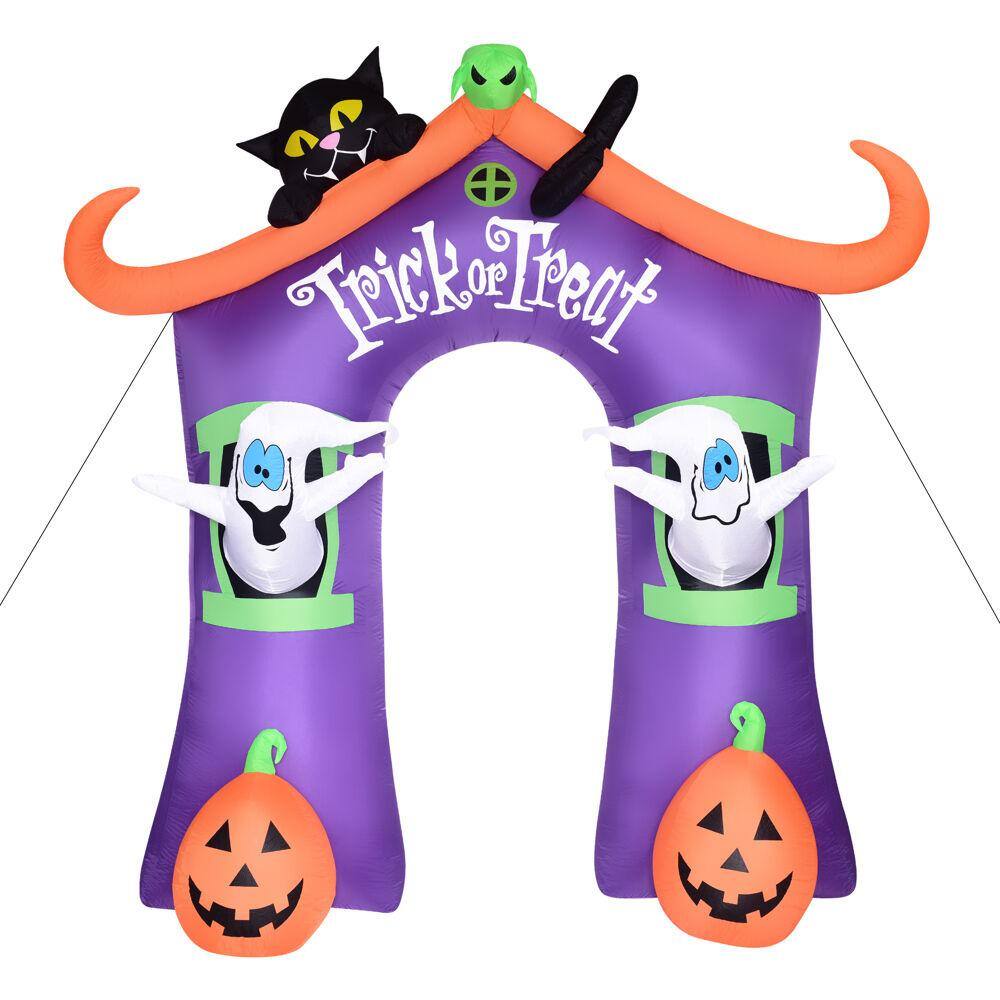 Haunted Hill Farm  9 ft. Inflatable Pre-Lit Trick or Treat Walkway Arch with Black Cat, Jack-O-Lantern and Ghost