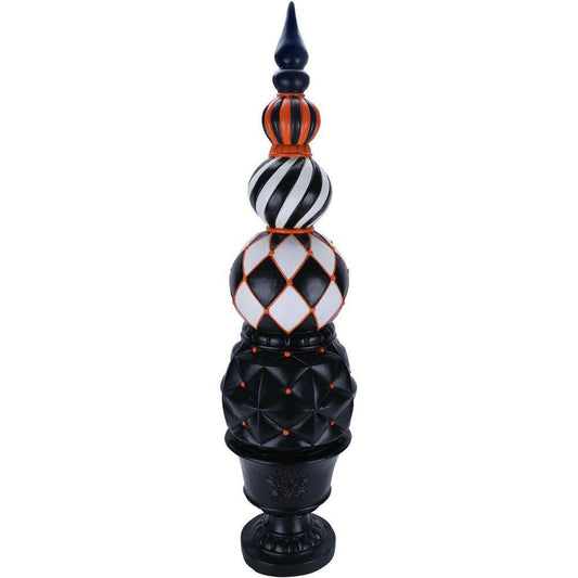 Haunted Hill Farm  48 in. H Resin Ball and Finial Topiary in Black Pedestal Urn Halloween Yard Decoration