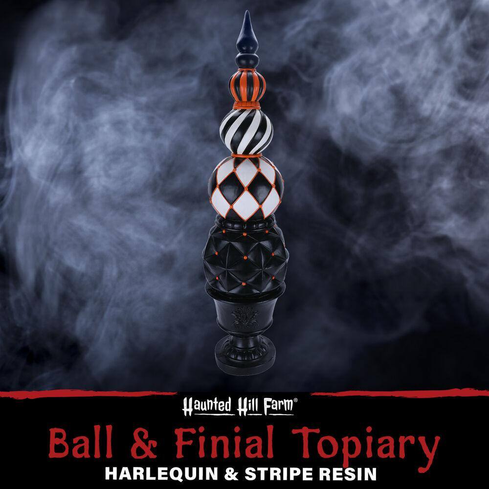 Haunted Hill Farm  48 in. H Resin Ball and Finial Topiary in Black Pedestal Urn Halloween Yard Decoration