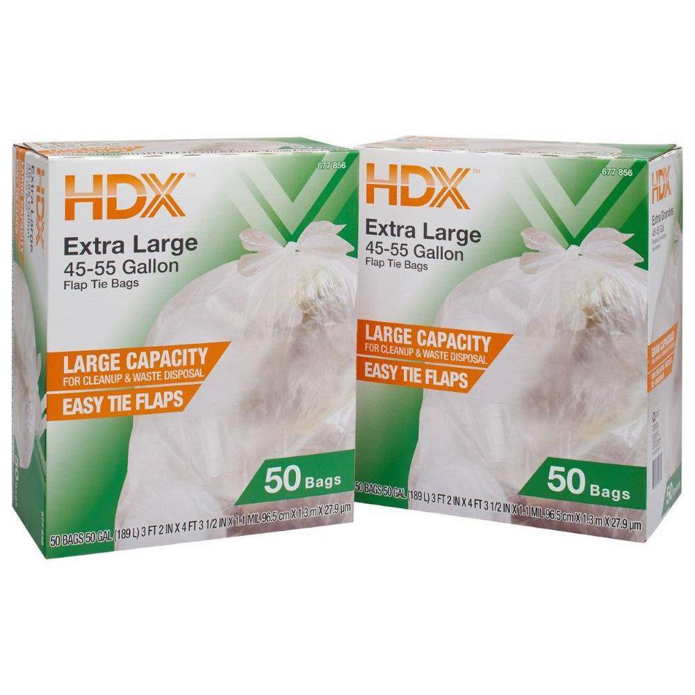 HDX 50 Gal. Clear Extra Large Trash Bags (100-Count)