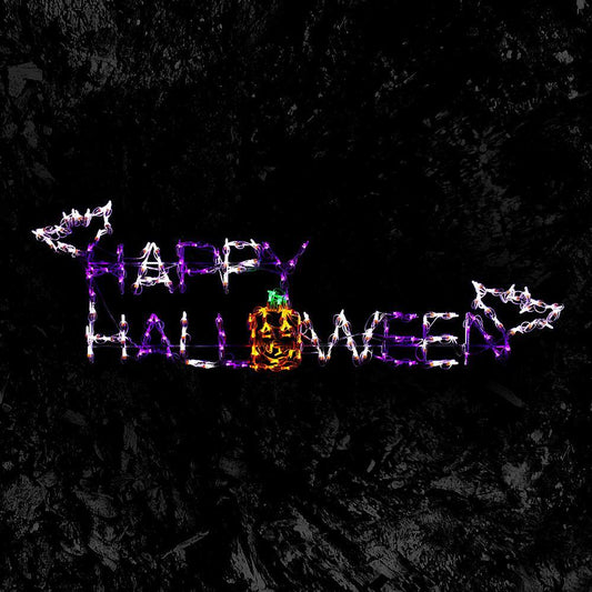 HOLIDYNAMICS HOLIDAY LIGHTING SOLUTIONS  Holidynamics 57" LED Happy Halloween Sign Halloween Yard Decoration