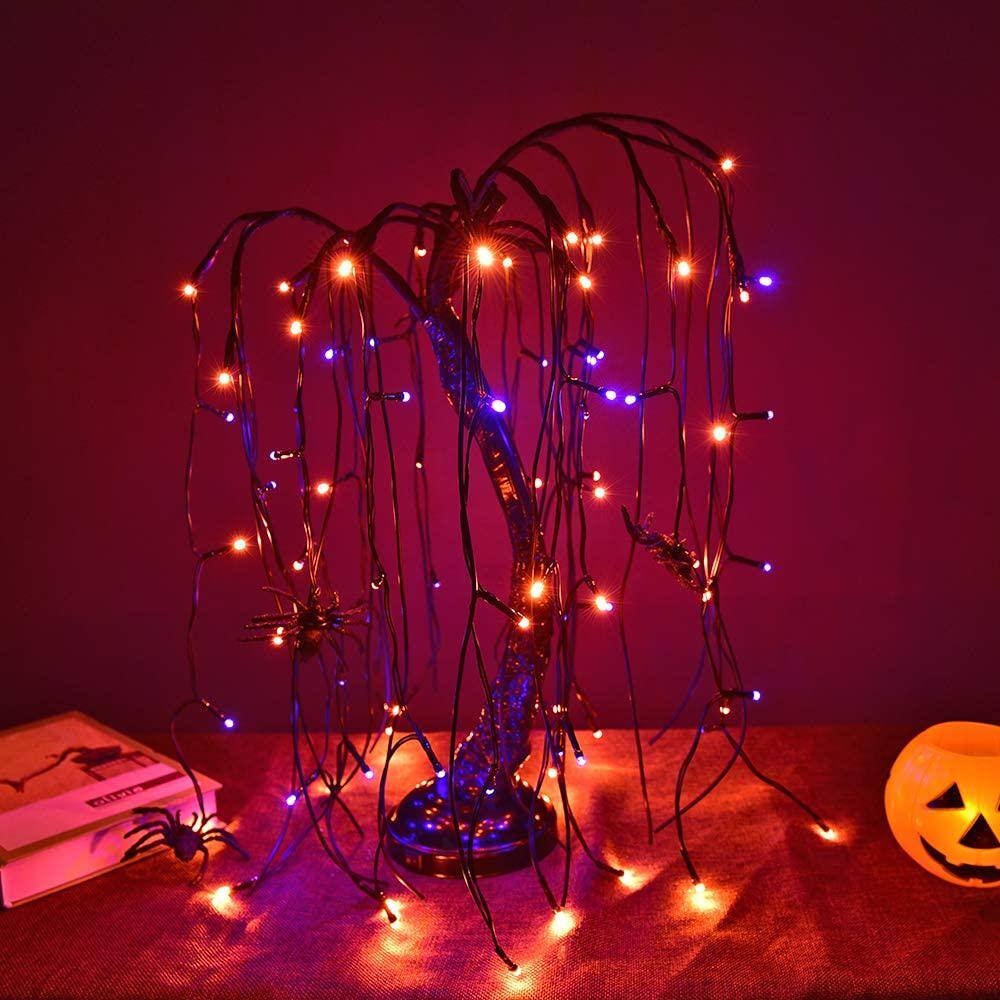 Lightshare  2 ft. Purple Pre-Lit LED Artificial Christmas Tree Halloween Willow Tree