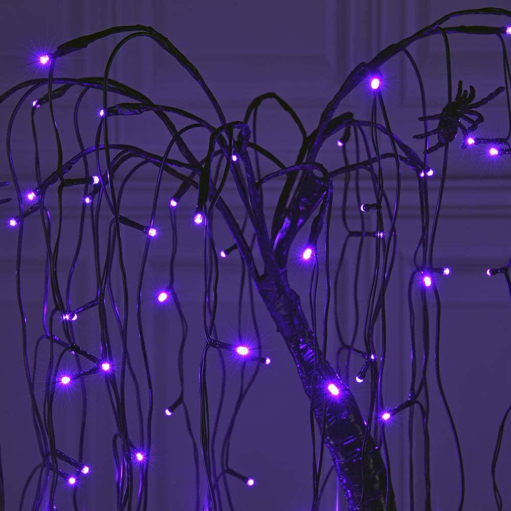 Lightshare 2 ft. Purple Pre-Lit LED Artificial Christmas Tree Halloween Willow Tree