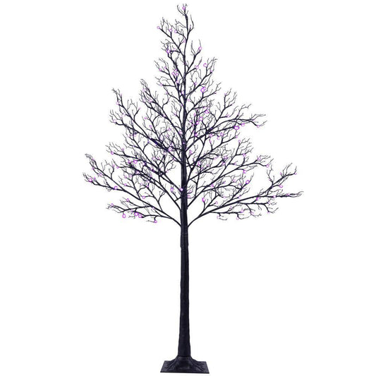 Lightshare 6 ft. Pre-decorated LED Pirate Halloween Yard Decorations Lighted Tree Artificial Black Spooky Tree