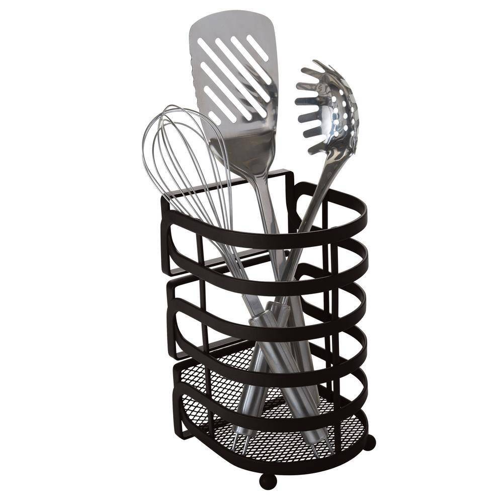 Kitchen Details Industrial Cooking Utensil Basket in Matte Black