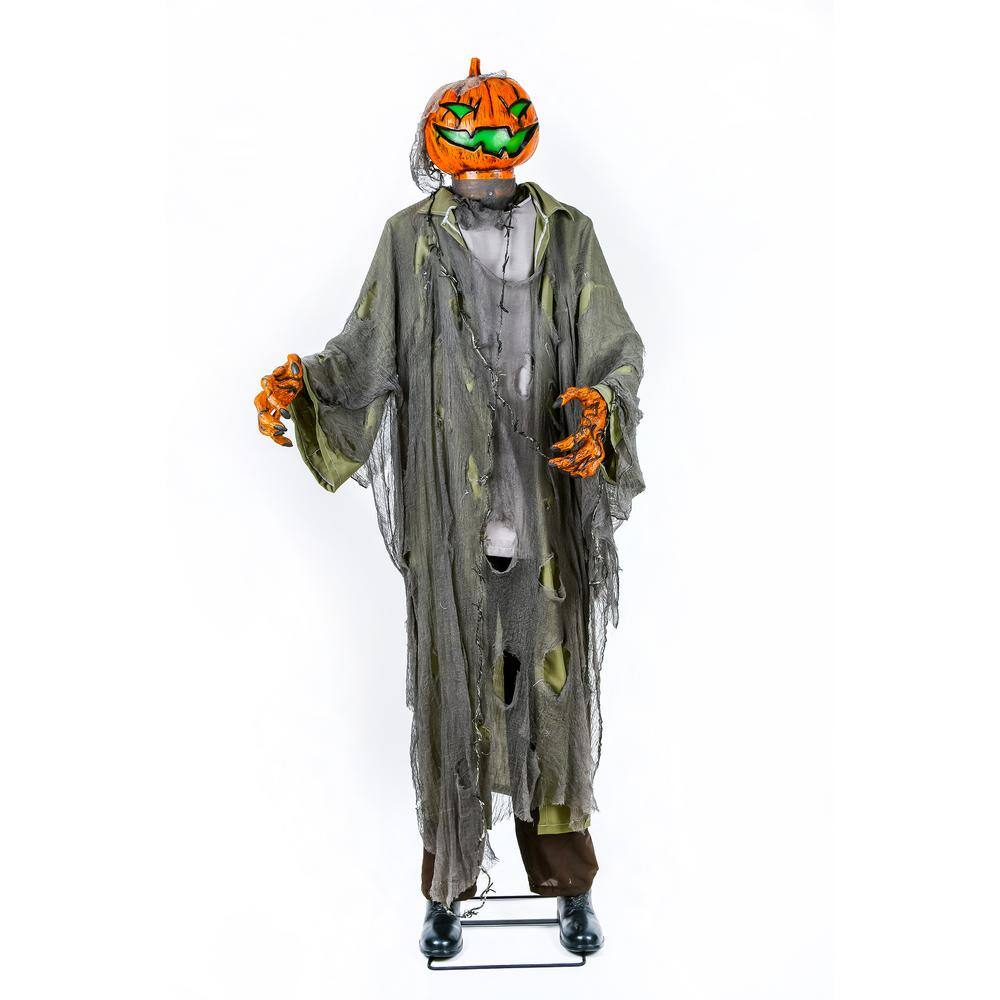 National Tree Company 78 in. Animated Halloween Pumpkin Man, Motion Activated