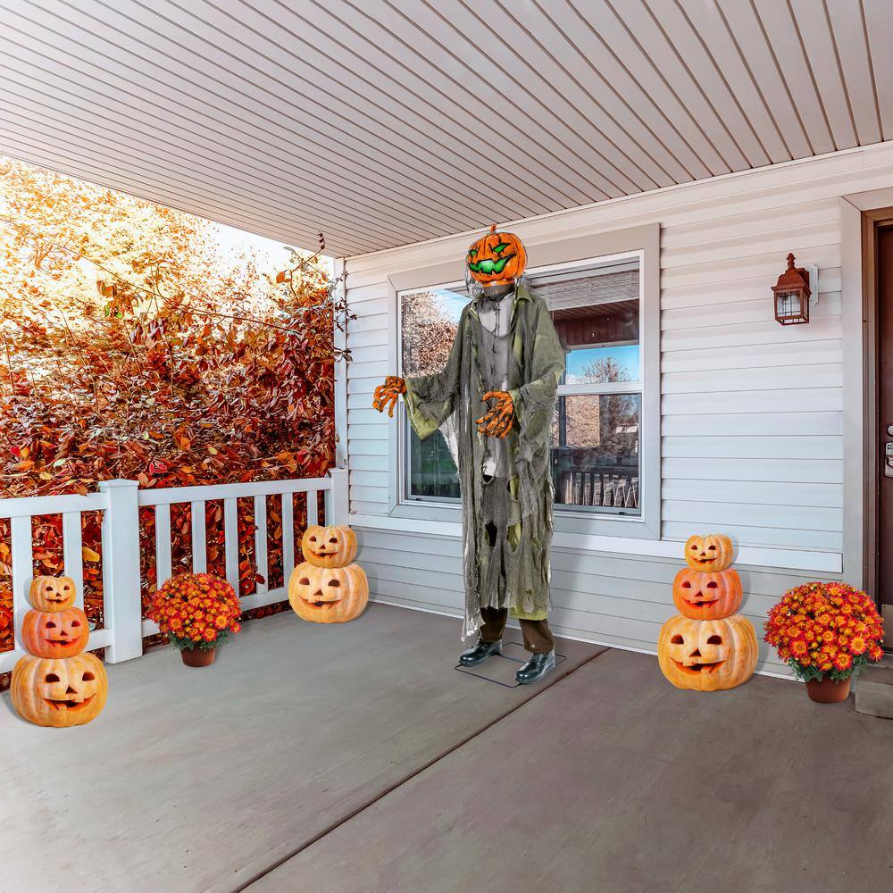 National Tree Company 78 in. Animated Halloween Pumpkin Man, Motion Activated