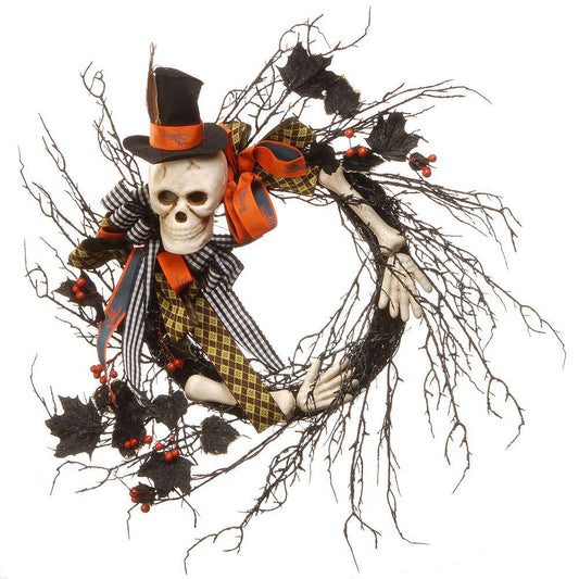 National Tree Company  24 in. Wreath Halloween Skeleton