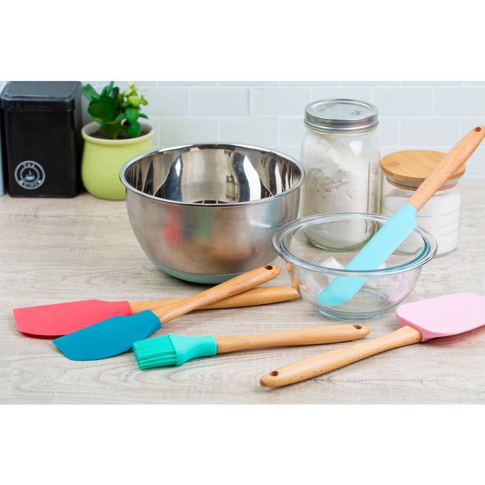 Core Kitchen  Nostalgia Light Beechwood and Silicone Utensils (Set of 5)