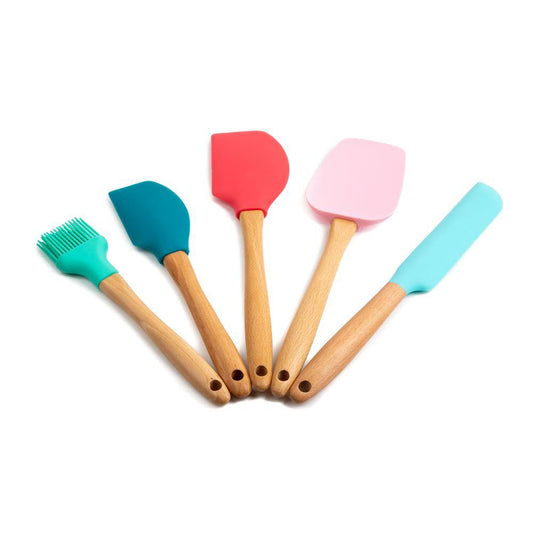 Core Kitchen  Nostalgia Light Beechwood and Silicone Utensils (Set of 5)