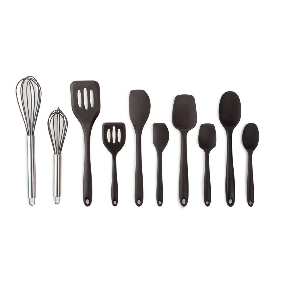 Core Kitchen 10-Piece Onyx Large and Mini Essential Silicone Utensil Set