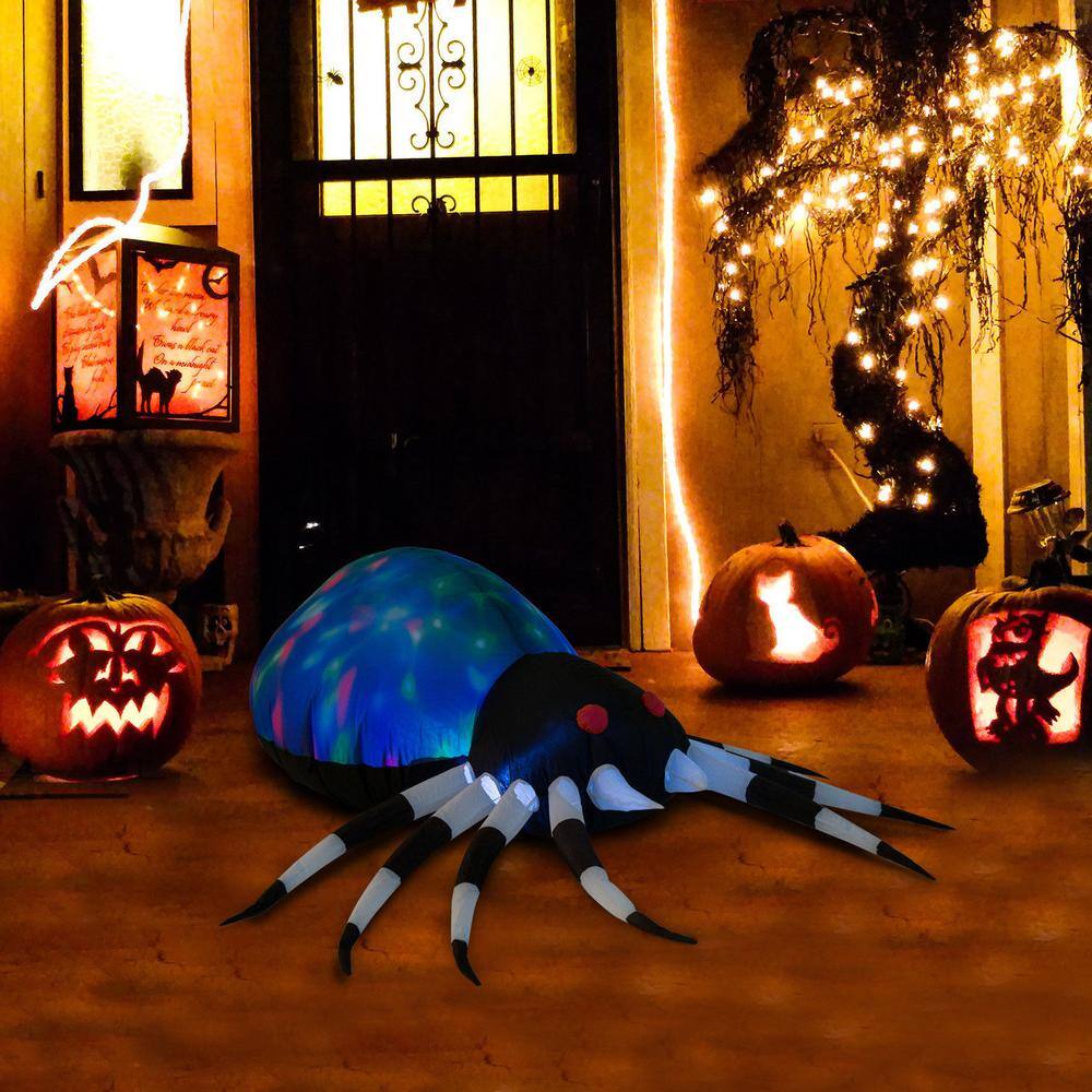 Outsunny 5 ft. LED Giant Spooky Spider Halloween Inflatable