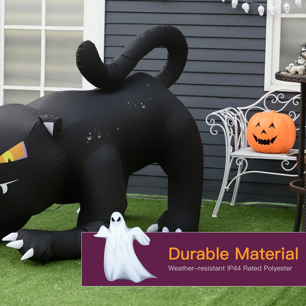 Outsunny 6 ft. LED Giant Creeping Black Cat Halloween Inflatable