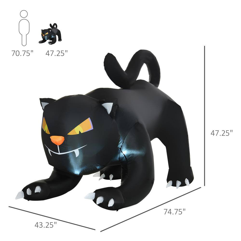 Outsunny 6 ft. LED Giant Creeping Black Cat Halloween Inflatable