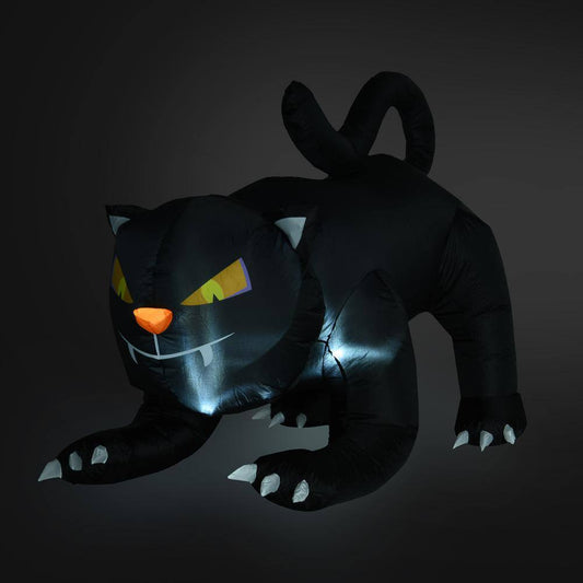 Outsunny 6 ft. LED Giant Creeping Black Cat Halloween Inflatable