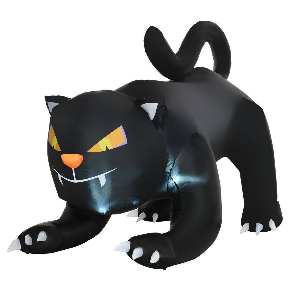 Outsunny 6 ft. LED Giant Creeping Black Cat Halloween Inflatable