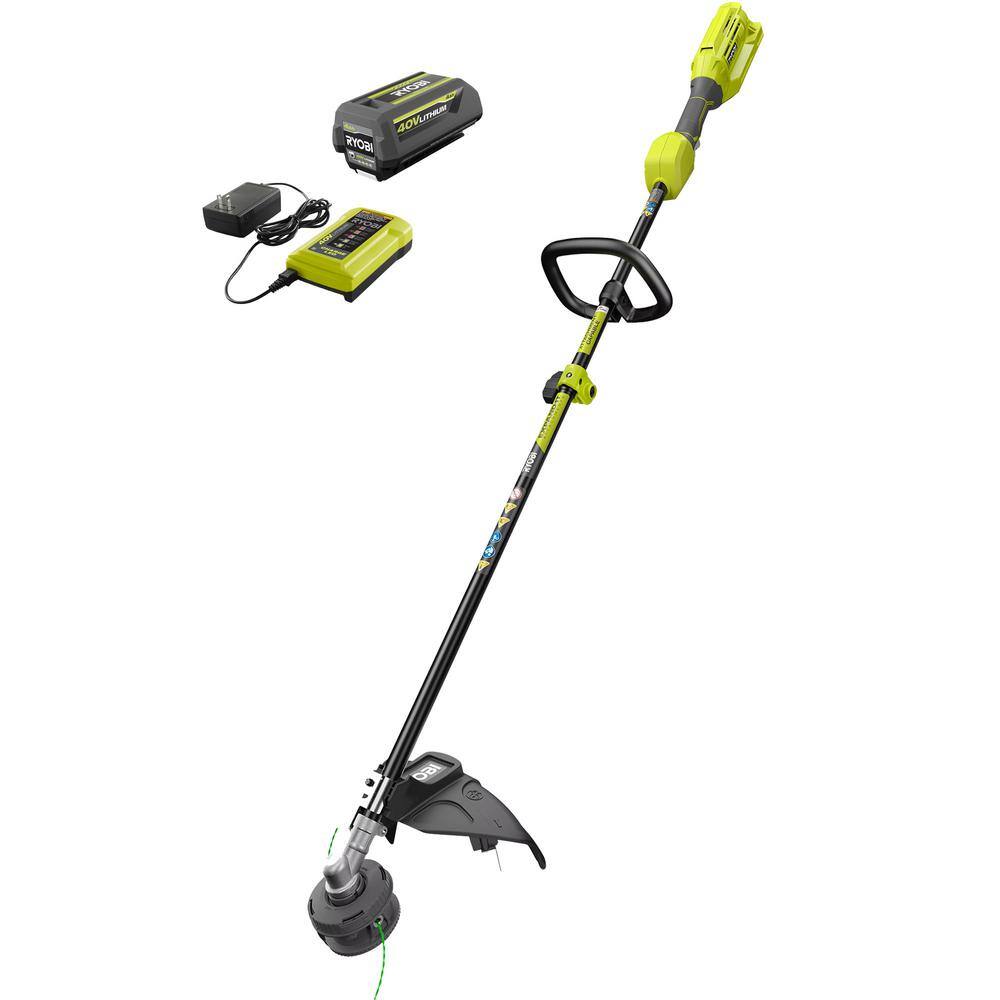 RYOBI 40V Expand-It Cordless Battery Attachment Capable String Trimmer with 4.0 Ah Battery and Charger