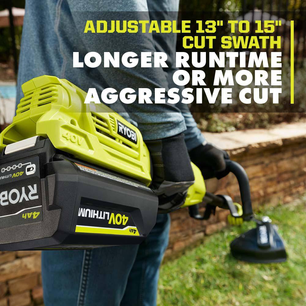 RYOBI 40V Expand-It Cordless Battery Attachment Capable String Trimmer with 4.0 Ah Battery and Charger