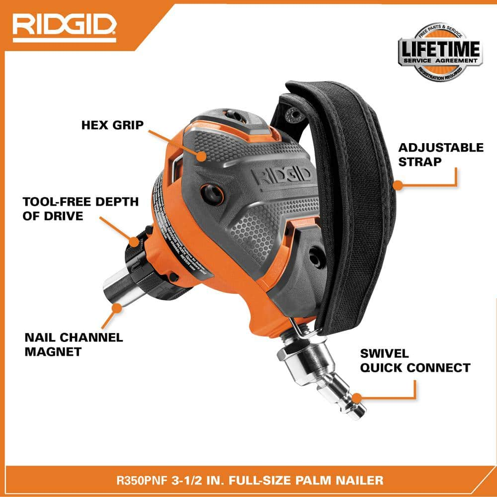 RIDGID Pneumatic 3-1/2 in. Full-Size Palm Nailer