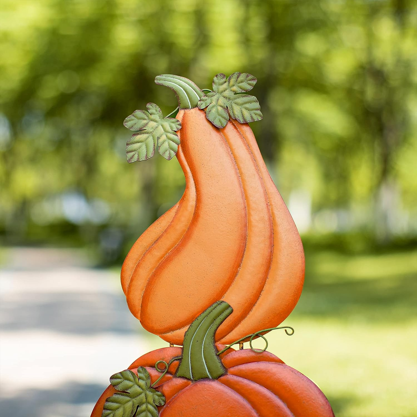 Glitzhome 42 in. H 3-in-1 Metal Pumpkin Yard Stake or Hanging Decor (KD, 2-Function)