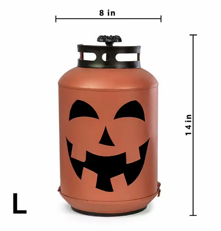 Bindle & Brass 14 in. Halloween Orange Pumpkin Lanterns - Replica Propane Lanterns (Set of 3)