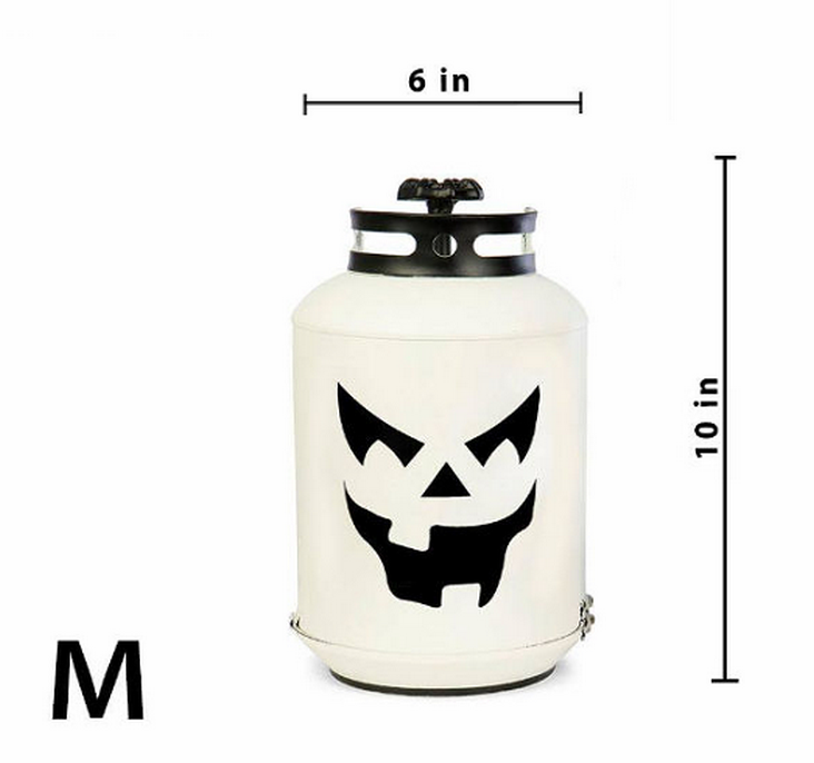 Bindle & Brass 14 in. Halloween White Pumpkin Lanterns - Replica Propane Lanterns (Set of 3)