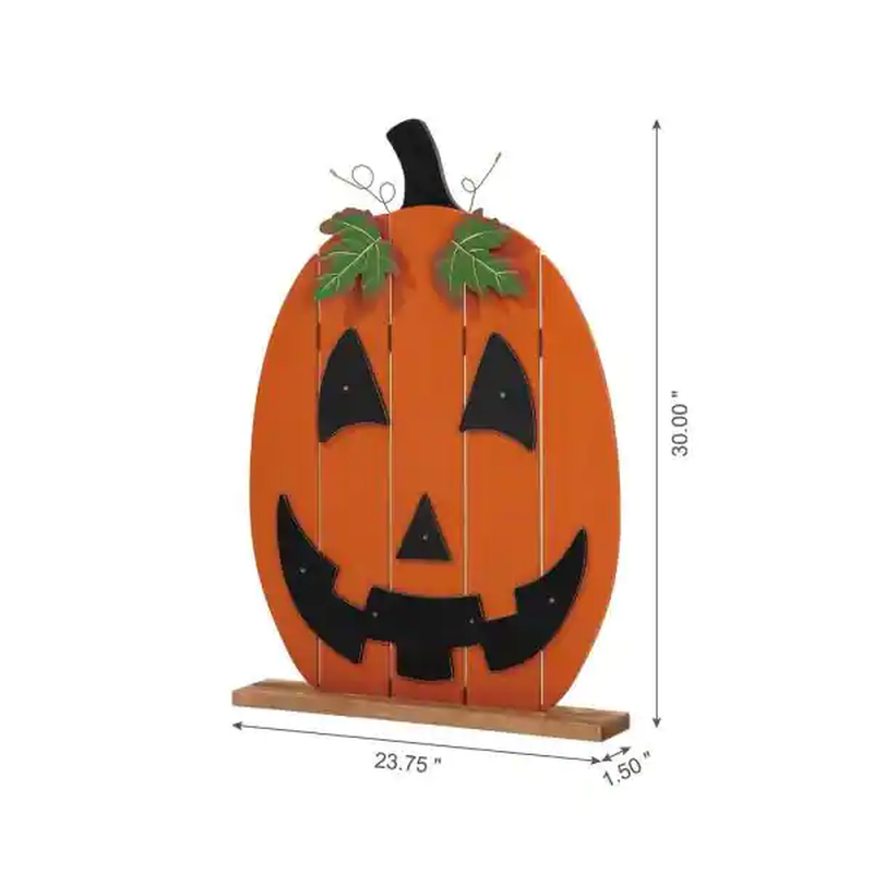 Glitzhome 30 in. H Lighted Wooden Pumpkin Porch Decor