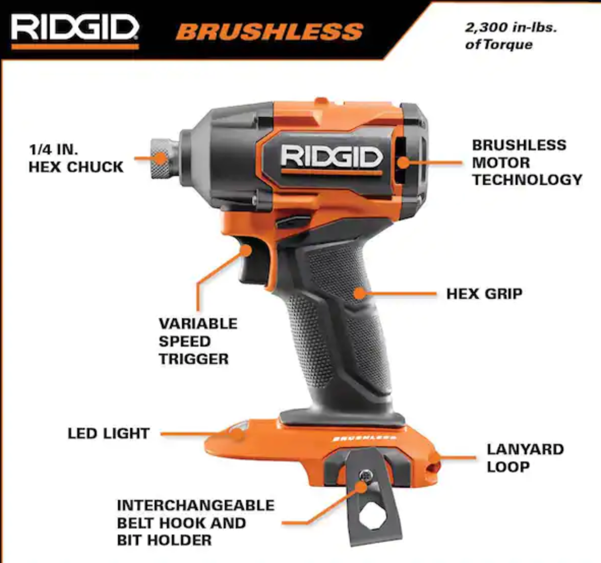 RIDGID 18V Brushless Cordless 3-Speed 1/4 in. Impact Driver (Tool Only)