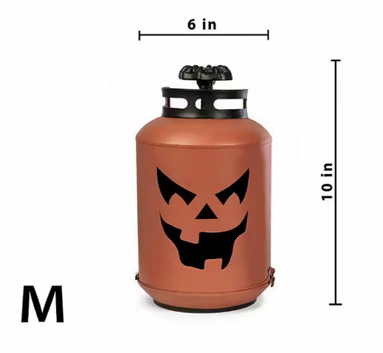 Bindle & Brass 14 in. Halloween Orange Pumpkin Lanterns - Replica Propane Lanterns (Set of 3)