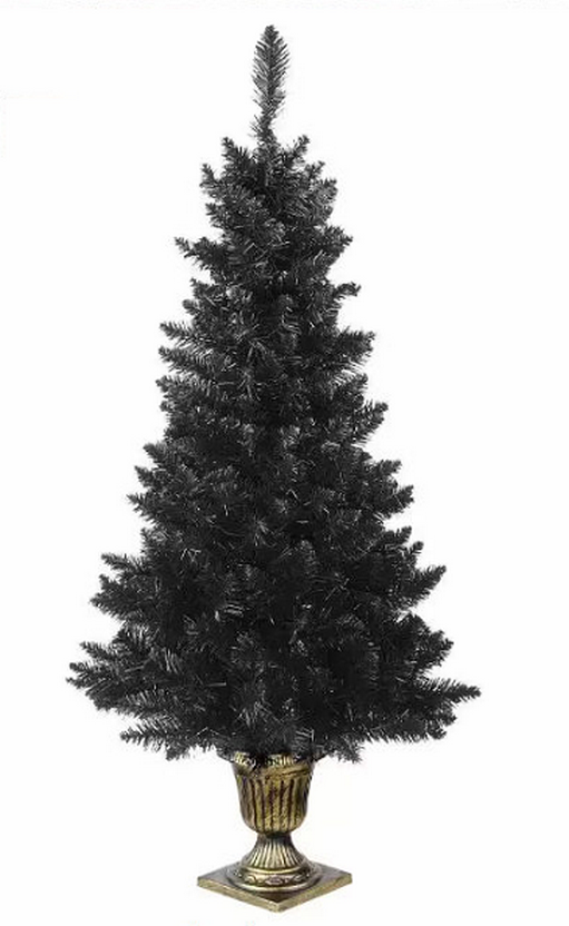 National Tree Company 4 ft. Black Entrance Tree with String of Orange Lights