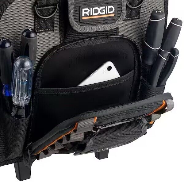 RIDGID 17 in. 64 Pocket Professional Grade Rolling Tool Bag