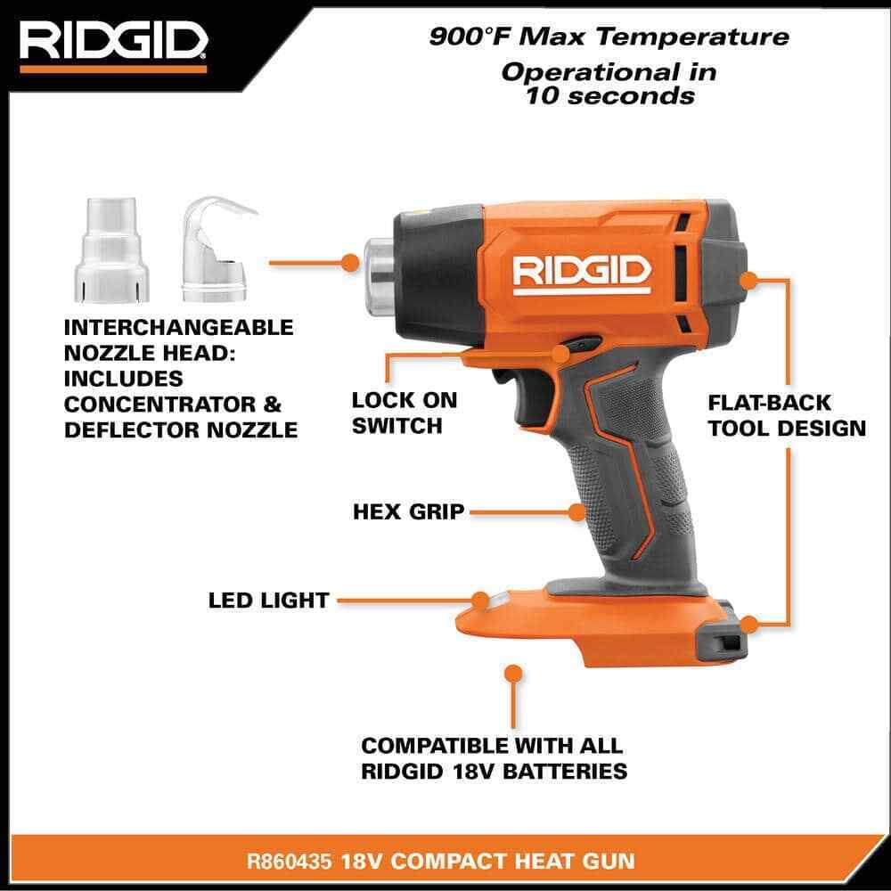 RIDGID 18V Cordless Compact Heat Gun (Tool Only)