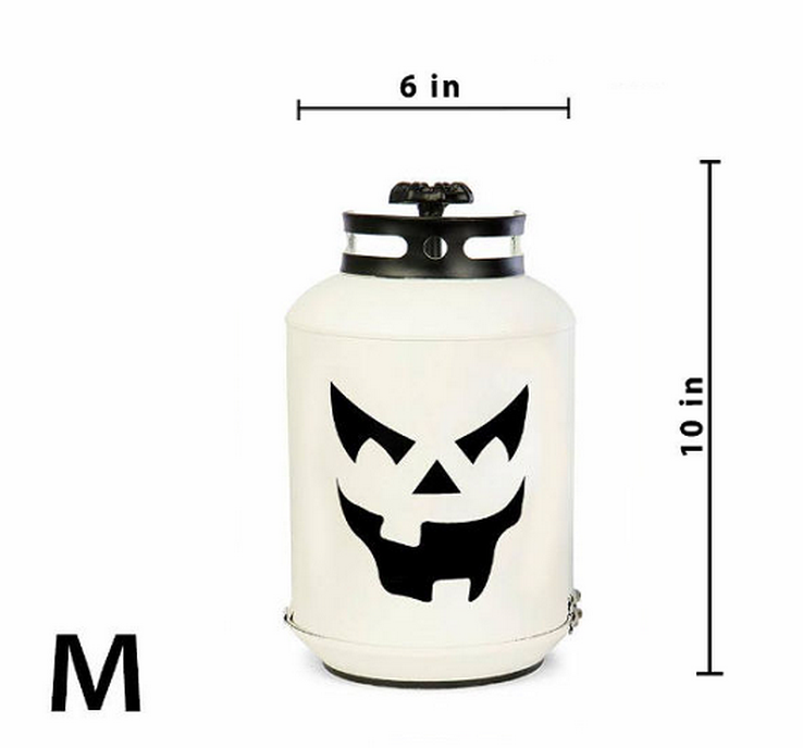 Bindle & Brass 14 in. Halloween White Pumpkin Lanterns - Replica Propane Lanterns (Set of 3)