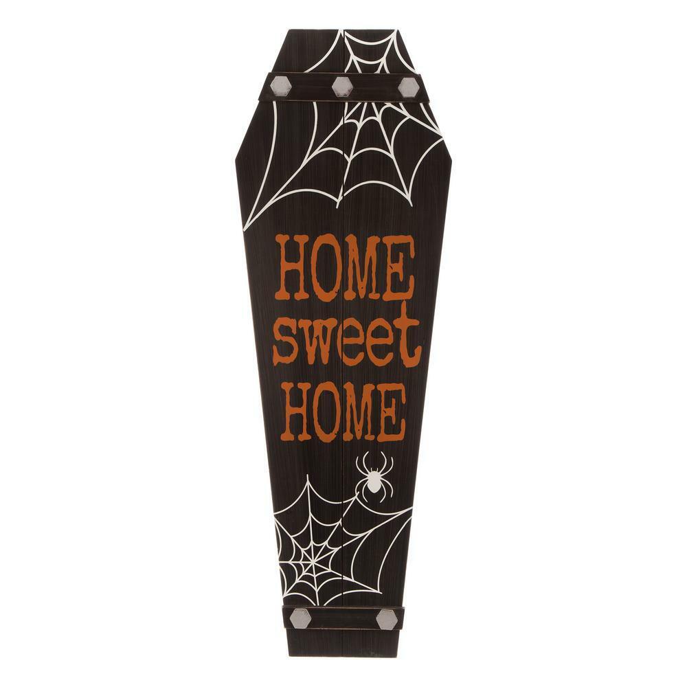 Glitzhome 42 in. H Halloween Yard Standing Decor Wooden Welcome Coffin Porch Decor