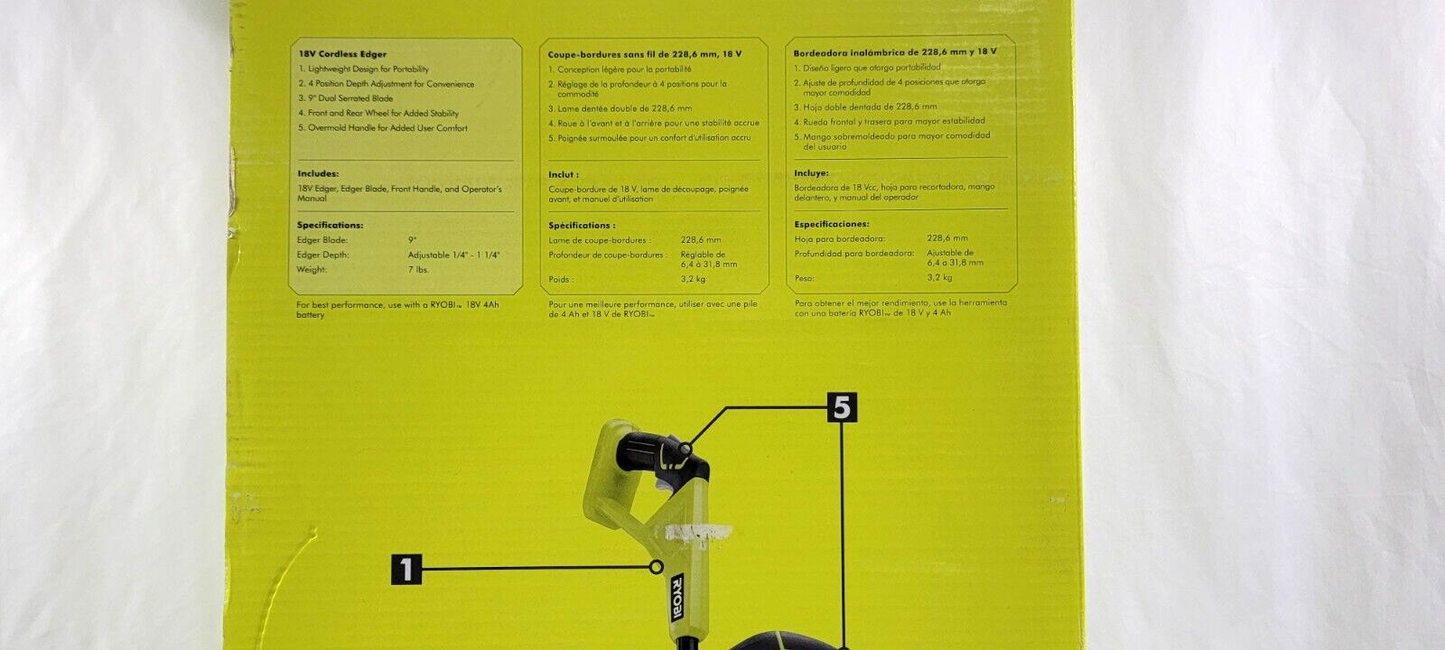 RYOBI ONE+ 18V 9 in. Cordless Battery Edger (Tool Only)