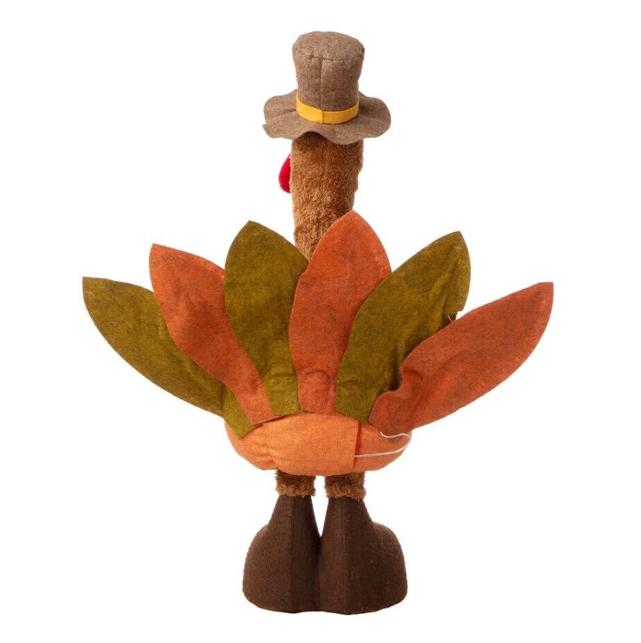 Glitzhome 37.00 in. H/24.00 in. H Fabric Turkey Standing Decor with Telescoping Legs