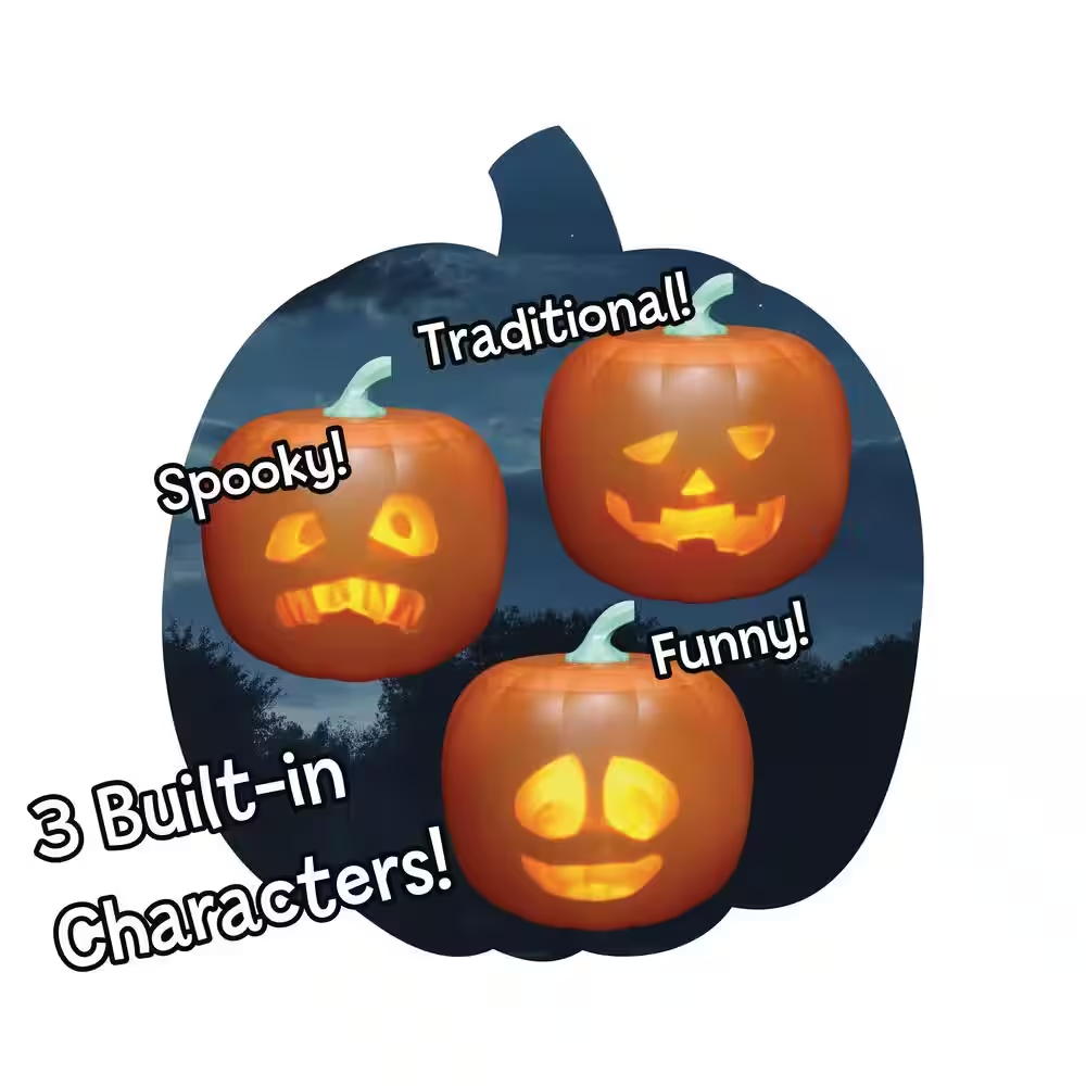 ANIMAT3D 10.5 in. Product Height Orange Jabberin' Jack Talking Animated Pumpkin with Built in Projector & Speaker Plug'n Play