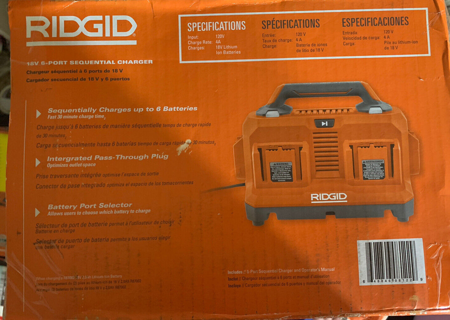 RIDGID 18V 6-Port Sequential Charger