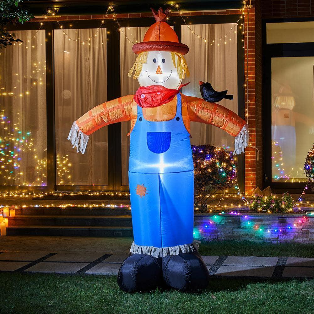 Glitzhome 9 ft. Fall Lighted Inflatable Scarecrow Decor