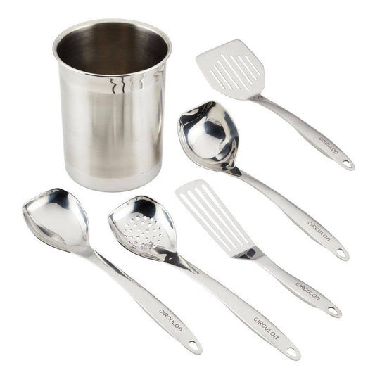 Circulon 6-Piece Stainless Steel Kitchen Tools with Crock Set