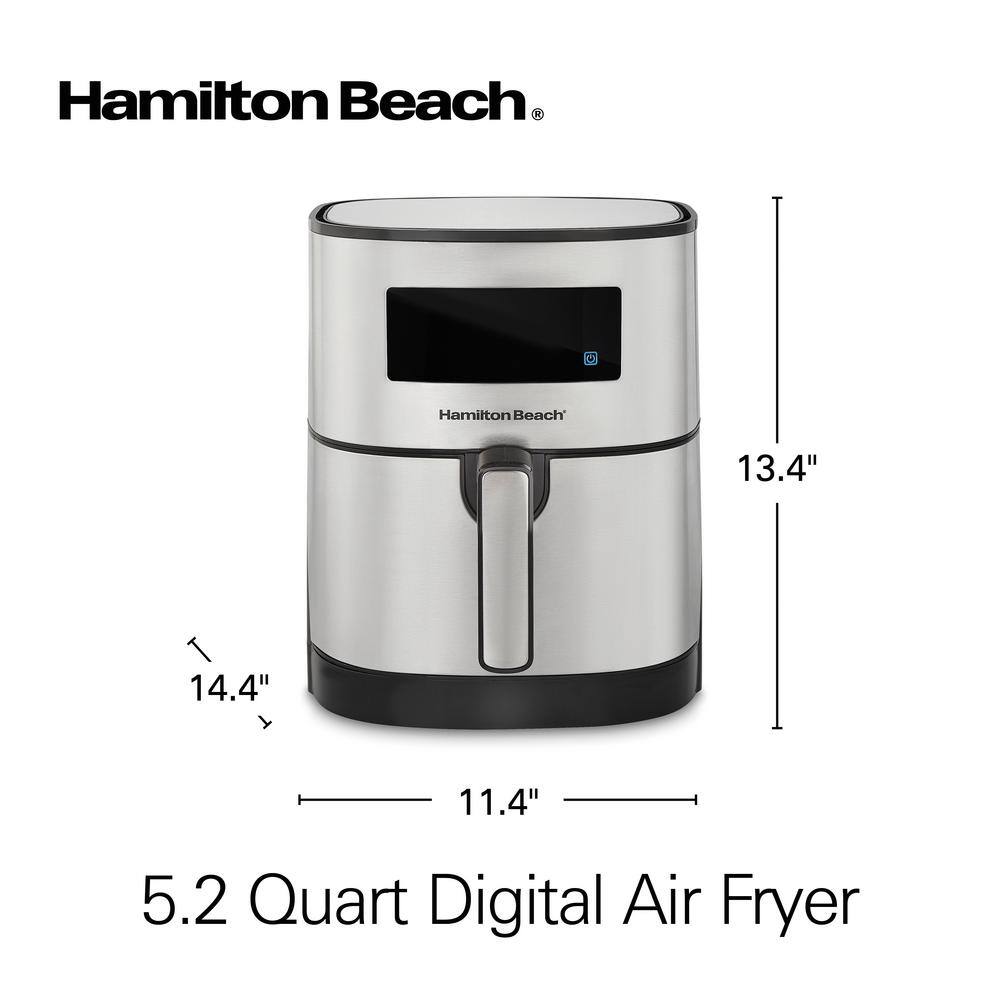 Hamilton Beach 5 Qt. Stainless Steel Digital Air Fryer with Nonstick Basket