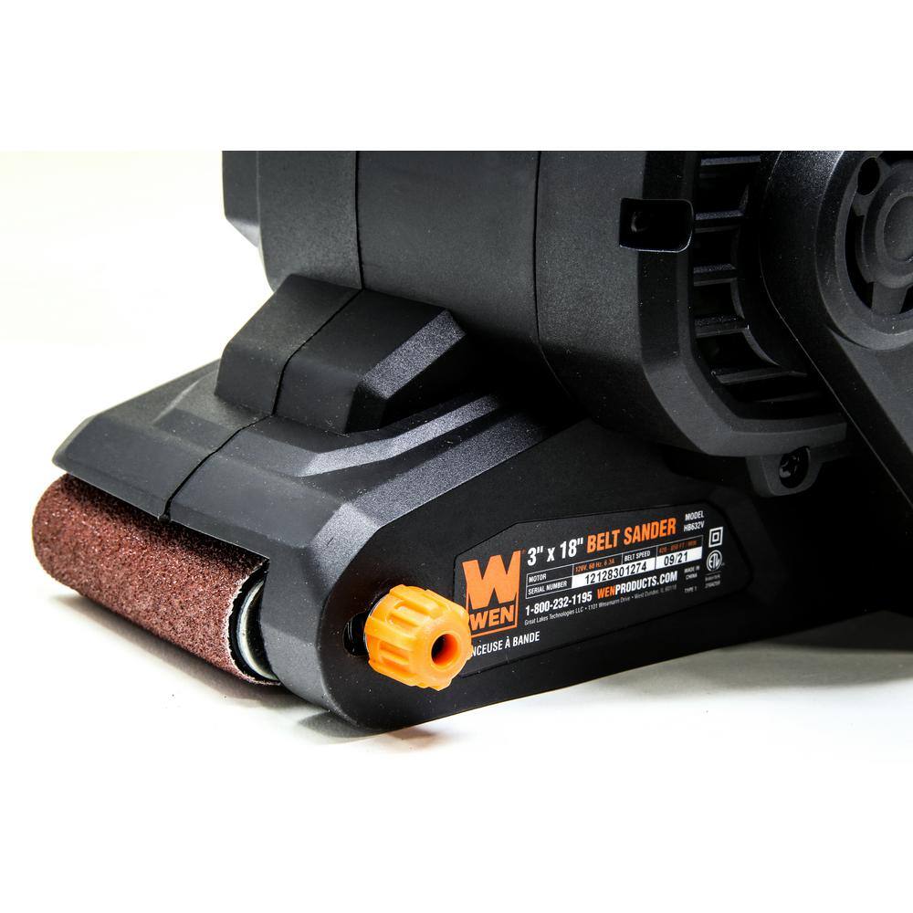 WEN 6.3 Amp Corded 3 in. x 18 in. Variable Speed Handheld Portable Belt Sander