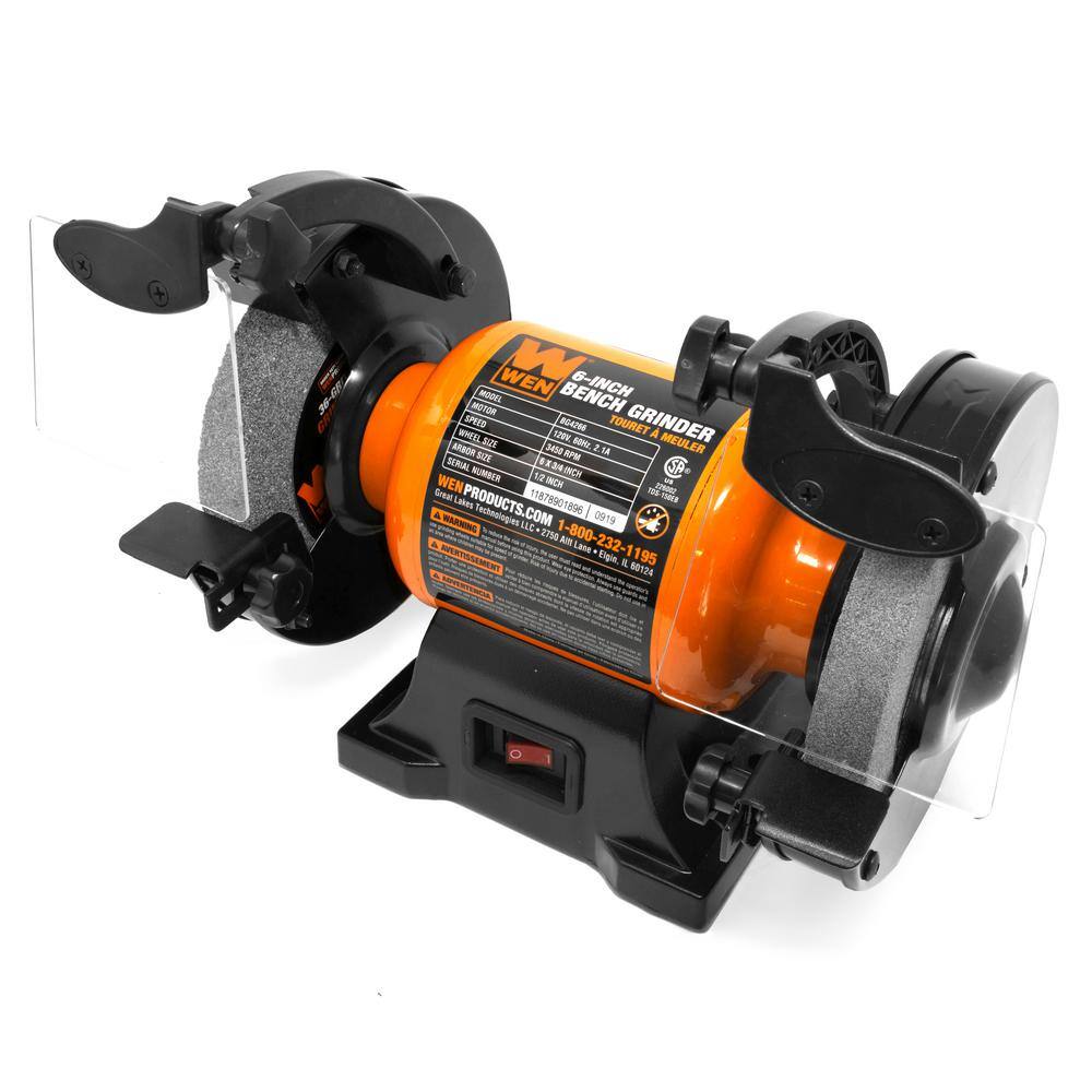 WEN 6 in. 2.1 Amp Single Speed Bench Grinder