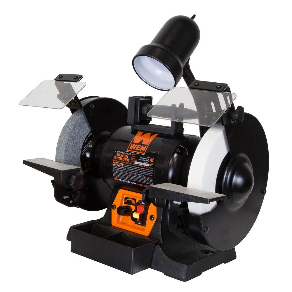 WEN 8 in. 5 Amp Variable Speed Bench Grinder with Flexible Work Light